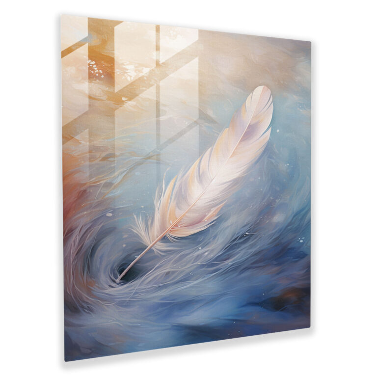 Dreamy Feather Glass Wall Art - Feather, Glass Print, Modern Art, Home Decoration