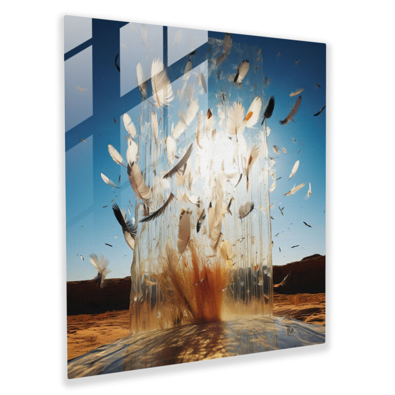 Transformative Feather Glass Wall Art - Feather, Transformation, Home Decoration, Flock Of Birds