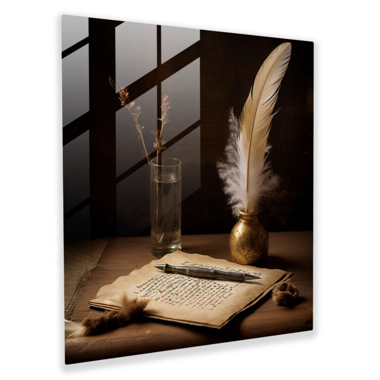 Vintage Feather Glass Wall Art - Feather, Home Decoration, Glass Print, Romanticism