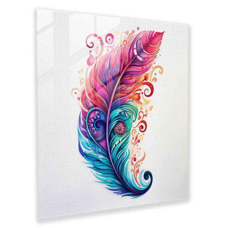 Feather Dreams Glass Print - Feather, Wall Decoration, Glass Art, Home Decoration