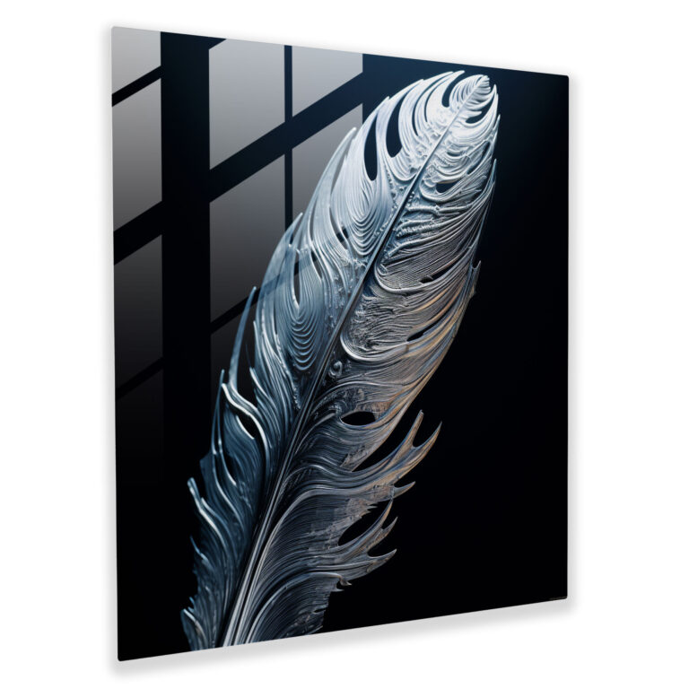Feather Reflections Glass Print - Feather, Modern Art, Wall Decoration, Glass Print