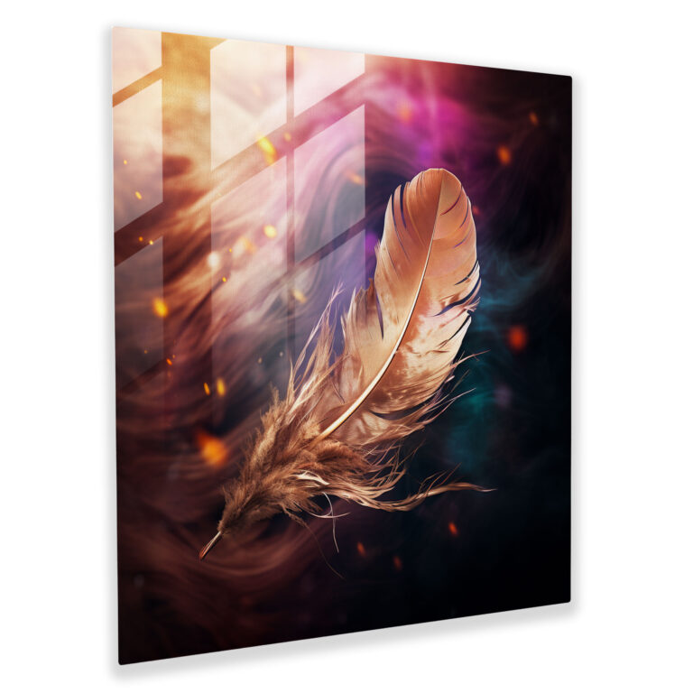 Feather Motion Glass Print - Feather, Home Decoration, Feather, Glass Print