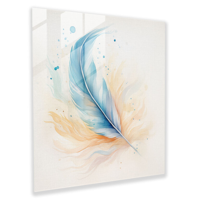 Dreamy Feathers Glass Print - Feather, Glass Wall Art, Feather, Wall Decoration