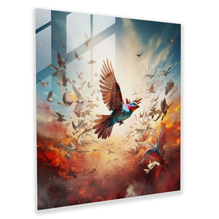 Transcendent Feathers Glass Print - Feather, Modern Art, Glass Wall Art, Glass Art