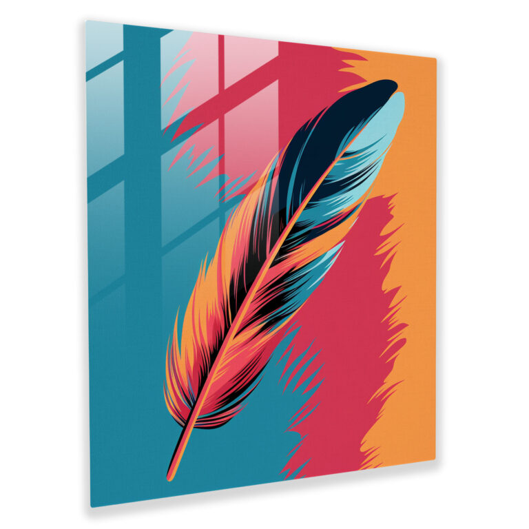 Pop Feathers Glass Print - Feather, Modern Art, Pop Art Inspired, Bold Colors