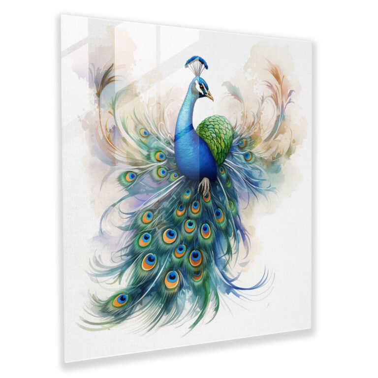 Majestic Feathers Glass Print - Feather, Glass Art, Watercolor Illustration, Feather