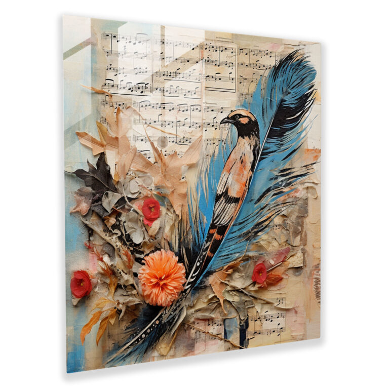 Eclectic Feathers Glass Print - Feather, Assortment Of Feathers, Glass Art, Home Decoration