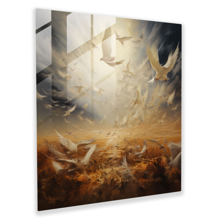 Transformation Feathers Glass Print - Feather, Glass Art, Wall Decoration, Home Decoration