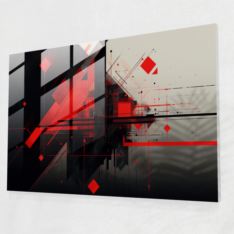Ferrari Glass Print - Abstract Red And Black Geometric Shapes - Ferrari, Ferrari, Abstract Art, Geometric Shapes
