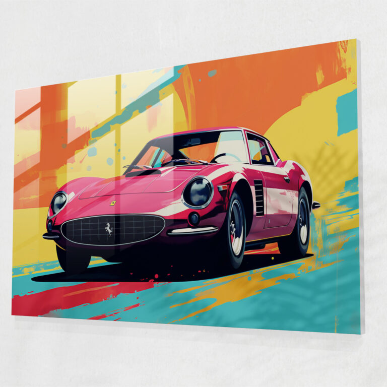 Ferrari Glass Print - Pop Art Classic - Ferrari, Glass Print, Glass Art, Bold Colors