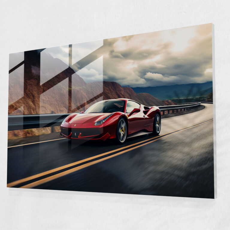 Ferrari Glass Print - Road Reflections - Ferrari, Glass Print, Fine Art Photograph, Freedom