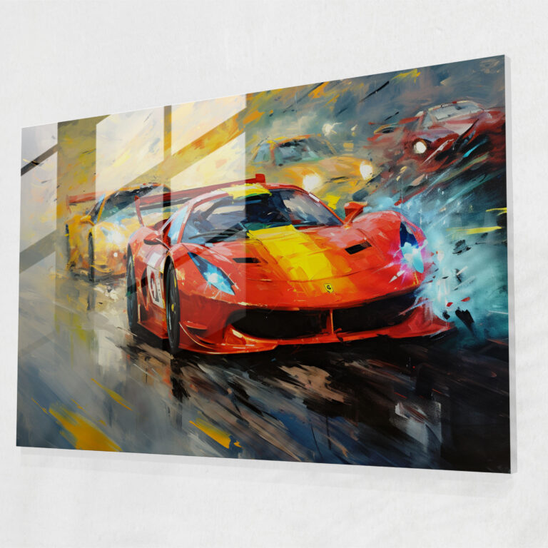 Ferrari Glass Print - Racing Impressions - Ferrari, Speed, Glass Art, Intensity