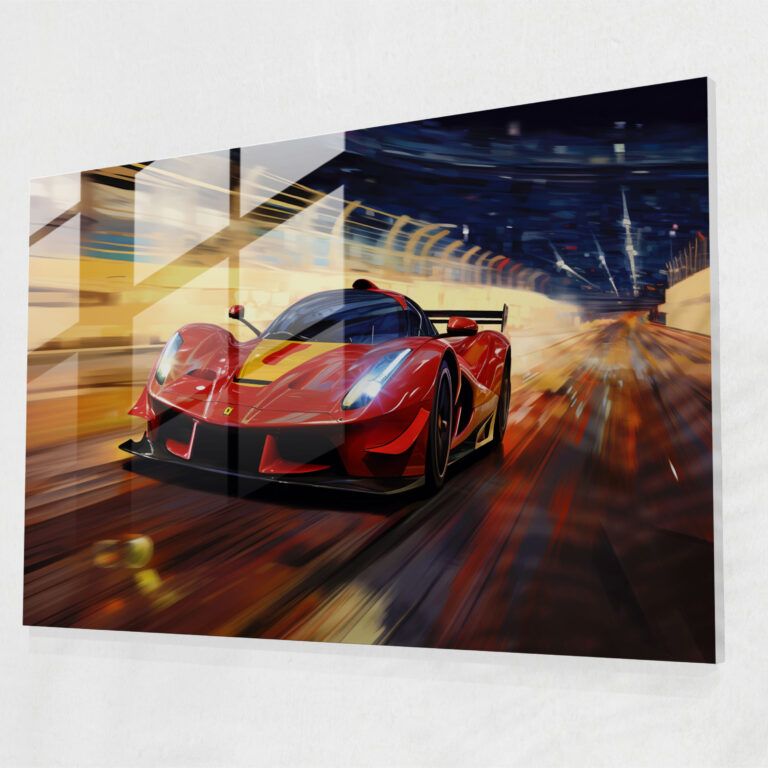Ferrari Racing Glass Print - Ferrari, Glass Art, Glass Print, Speed