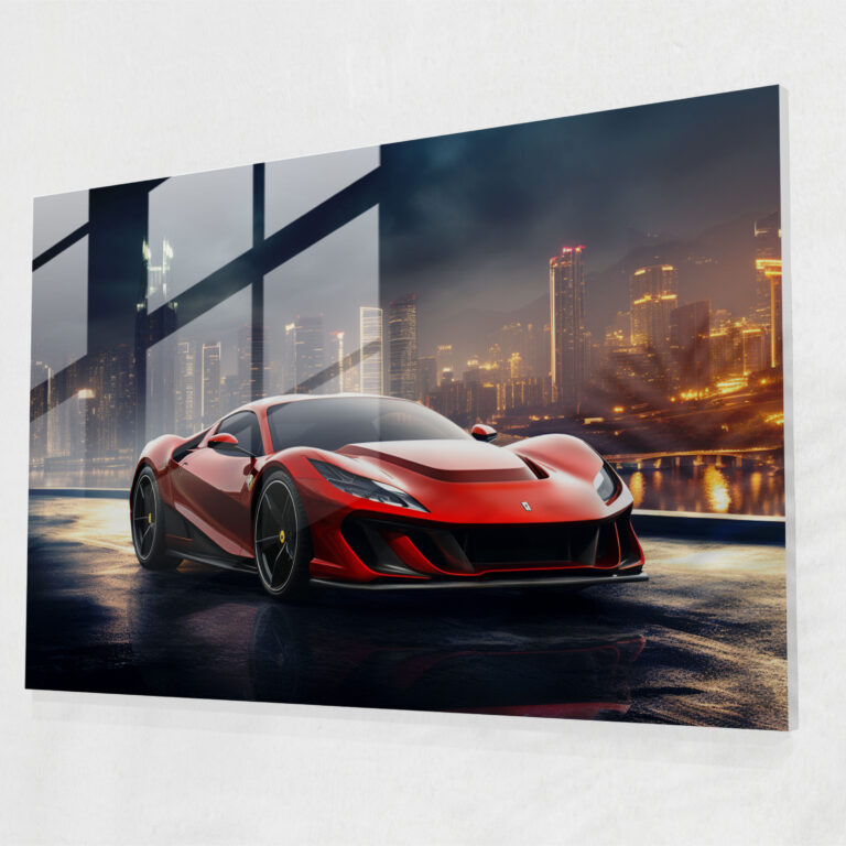 Ferrari Futuristic Glass Print - Ferrari, Modern Art, Ferrari, Glass Wall Art