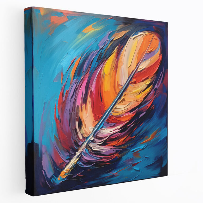 Feather Canvas Print - Impressionist Oil Painting - Wall Art - Feather, Impressionist Oil Painting, Feather Canvas Print, Canvas
