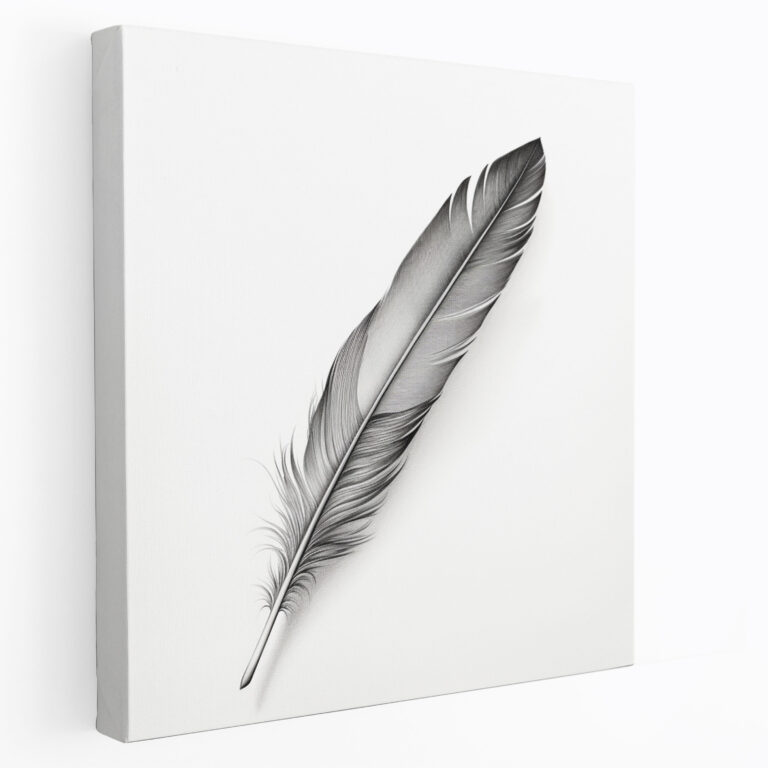 Feather Canvas Print - Realistic Pencil Drawing - Wall Art - Feather, Wall Art, Feather Canvas Print, Home Decoration