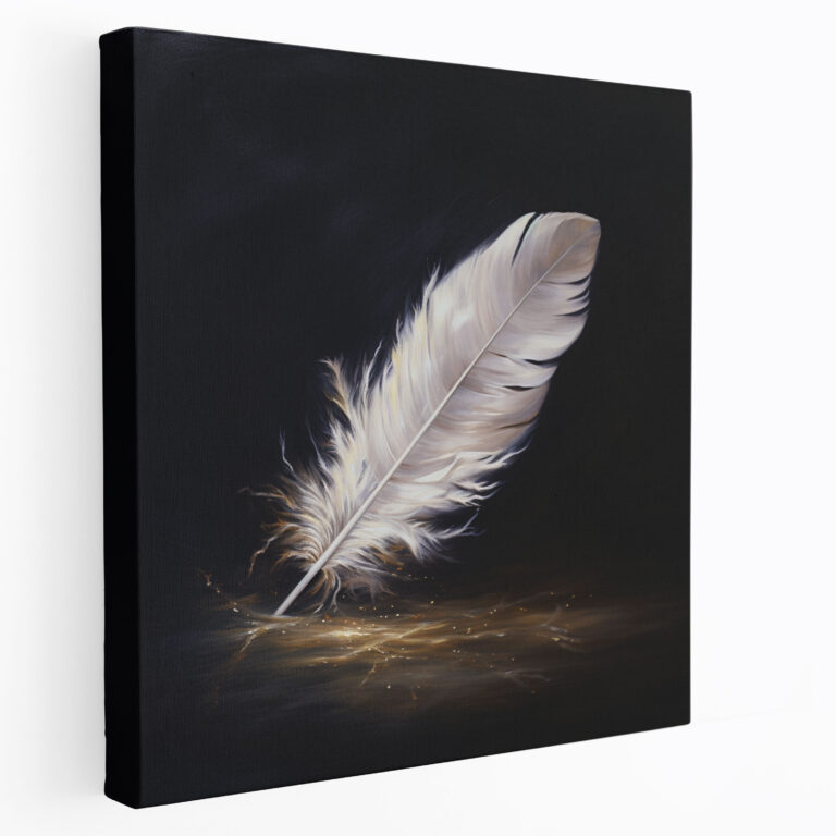 Elegant Feather Canvas Print - Feather, Oil Painting, Wall Art, Feather