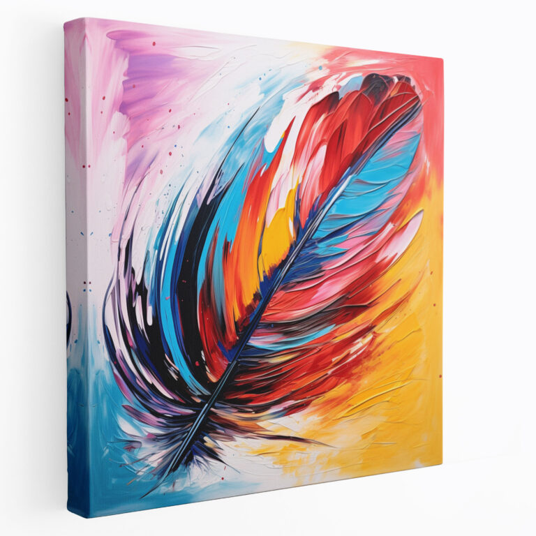 Feather Wall Art - Abstract Acrylic Canvas Print - Feather, Wall Art, Wall Decoration, Canvas