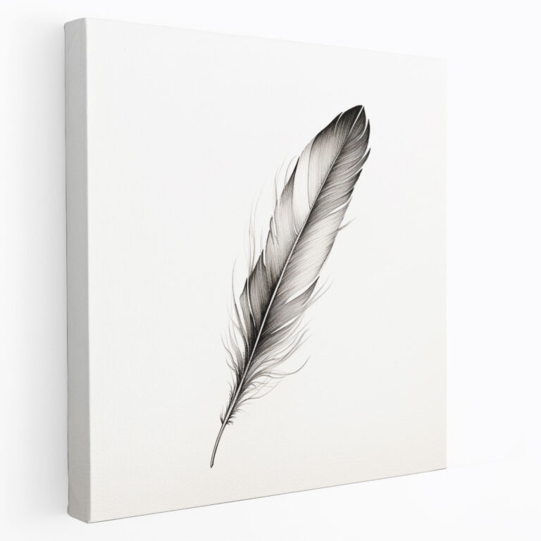 Feather Canvas Print - Minimalist Ink Wall Art - Feather, Wall Decoration, Canvas Wall Art, Canvas Print