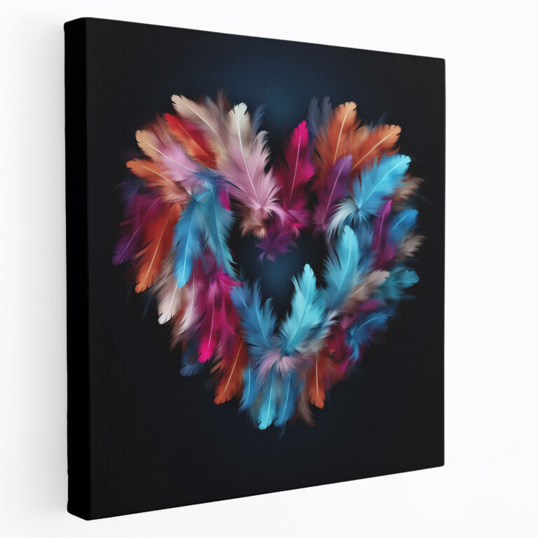 Feather Heart Canvas Print - Feather, Canvas Print, Wall Art, Freedom