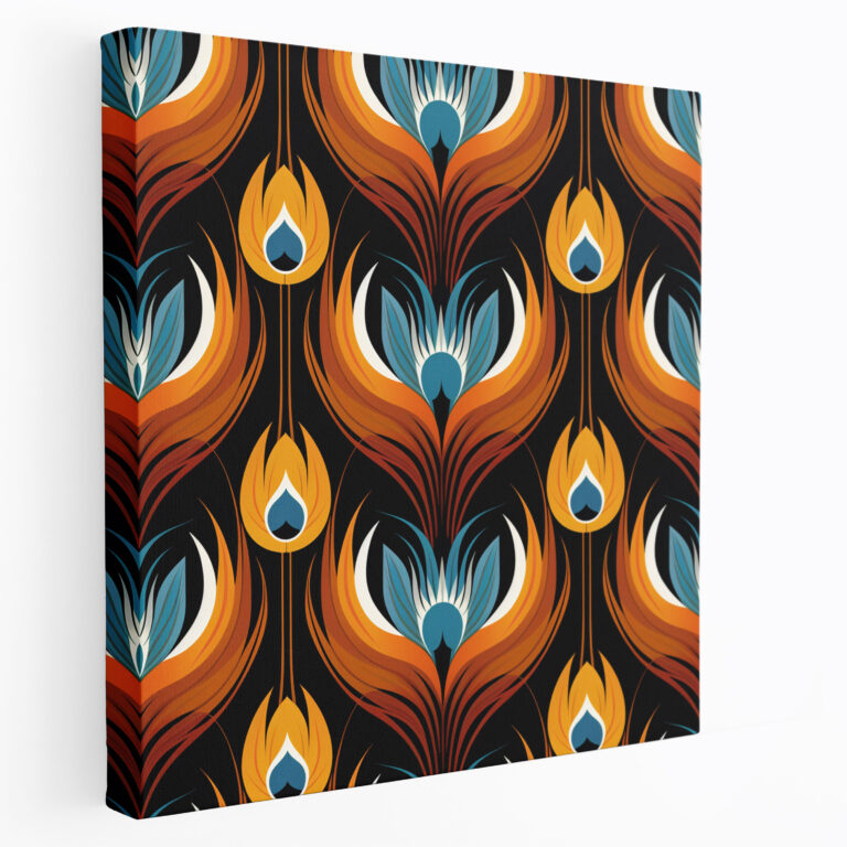 Geometric Feather Canvas Print - Feather, Symmetrical, Wall Art, Canvas Print