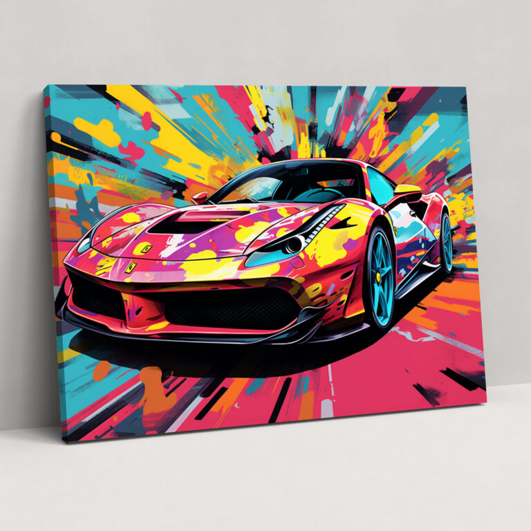 Ferrari Canvas Print - Pop Art Wall Decoration - Ferrari, Ferrari, Bold Typography, Wall Art