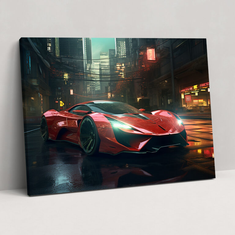 Ferrari Canvas Print - Realistic Digital Wall Art - Ferrari, Wall Art, Home Decoration, Realistic Digital Illustration