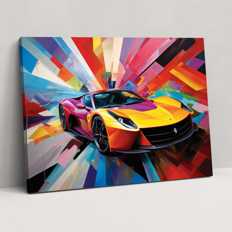 Ferrari Canvas Print - Geometric Abstract Wall Art - Ferrari, Vibrant Colors, Contemporary Allure, Canvas