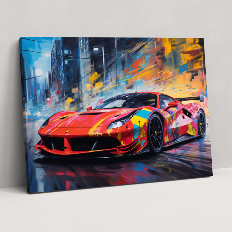 Ferrari Wall Art - Ferrari, Graffiti-Style Mural, Canvas Wall Art, Wall Decoration