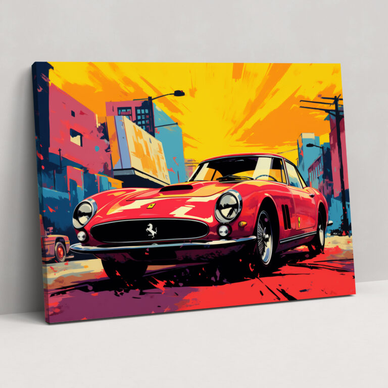 Ferrari Retro Canvas Print - Ferrari, Canvas Print, Canvas, Retro Pop Art