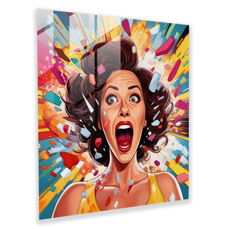 Funky Pop Art Glass Print - Funky, Comic Book Elements, Modern Art, Glass Wall Art