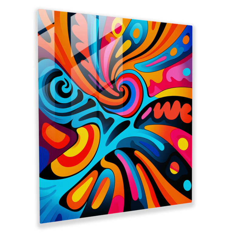 Funky Pop Art Glass Print - Funky, Wall Decoration, Glass Art, Vivid Colors