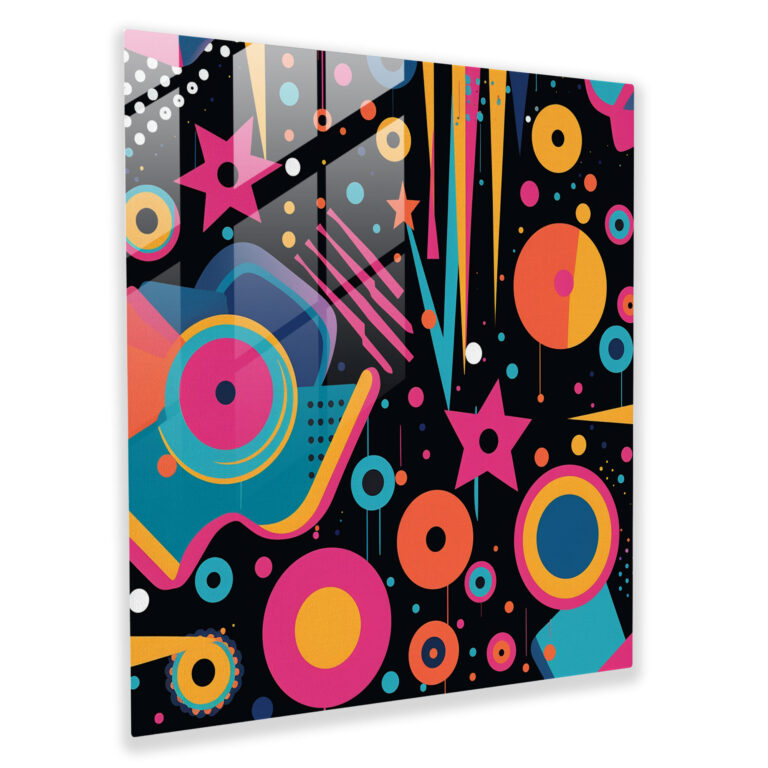Funky Retro 70S Glass Print - Funky, Retro, Vibrant Colors, Funky
