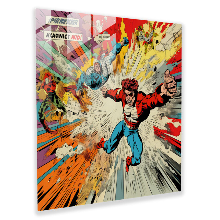 Funky Superhero Glass Print - Funky, Modern Art, Glass Print, Explosive Graphics