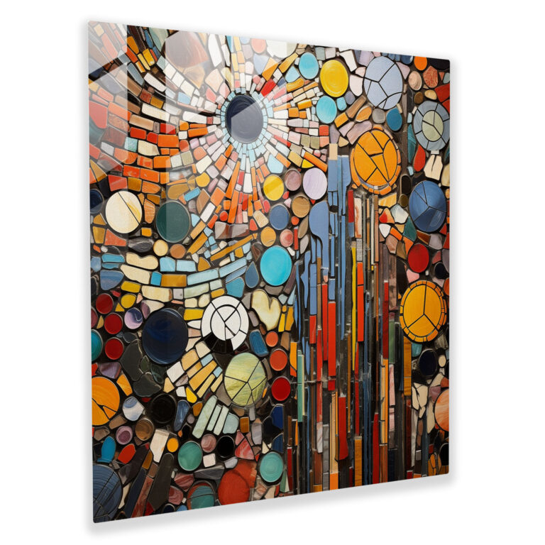 Funky Abstract Mosaic Glass Print - Funky, Collage, Glass Print, Home Decoration