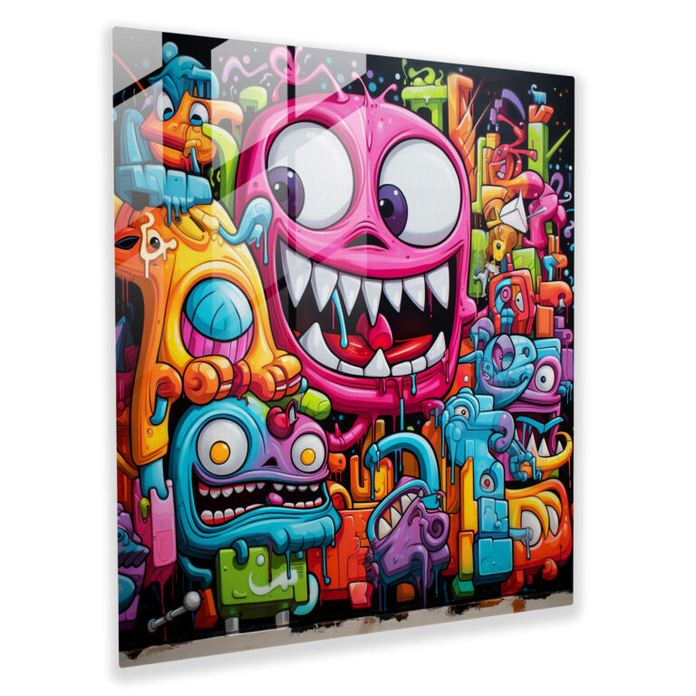 Funkycollab Glass Print - Funky, Modern Art, Graffiti, Home Decoration