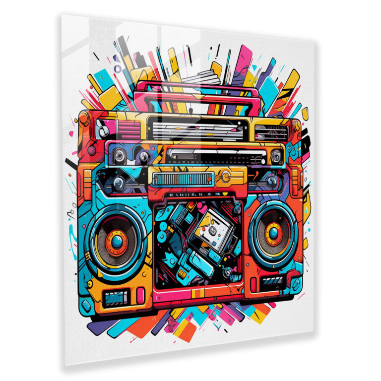 Funky Pop Art Glass Print - Funky, Glass Art, Colorful, Boombox