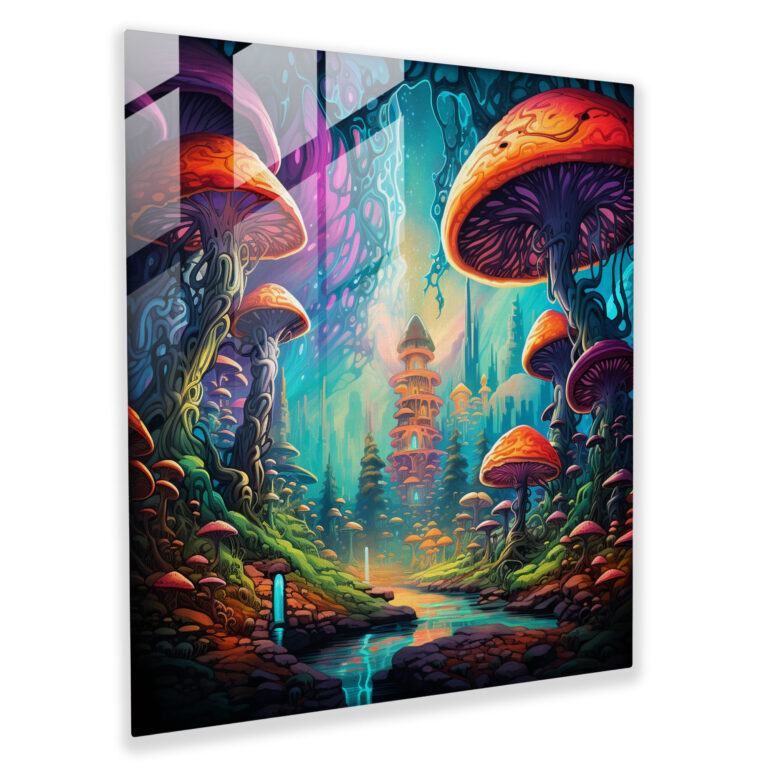 Funky Neon Glass Print Wall Art - Funky, Modern Art, Trippy Visuals, Glass Print