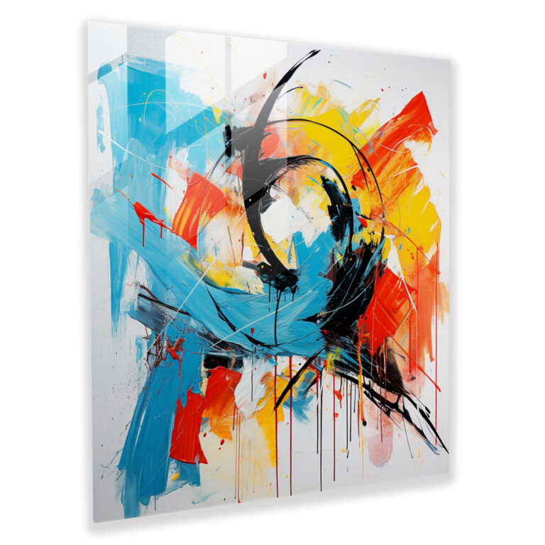 Funky Abstract Expressions Glass Print - Funky, Splashes Of Colors, Artistic Freedom, Abstract Expressionism