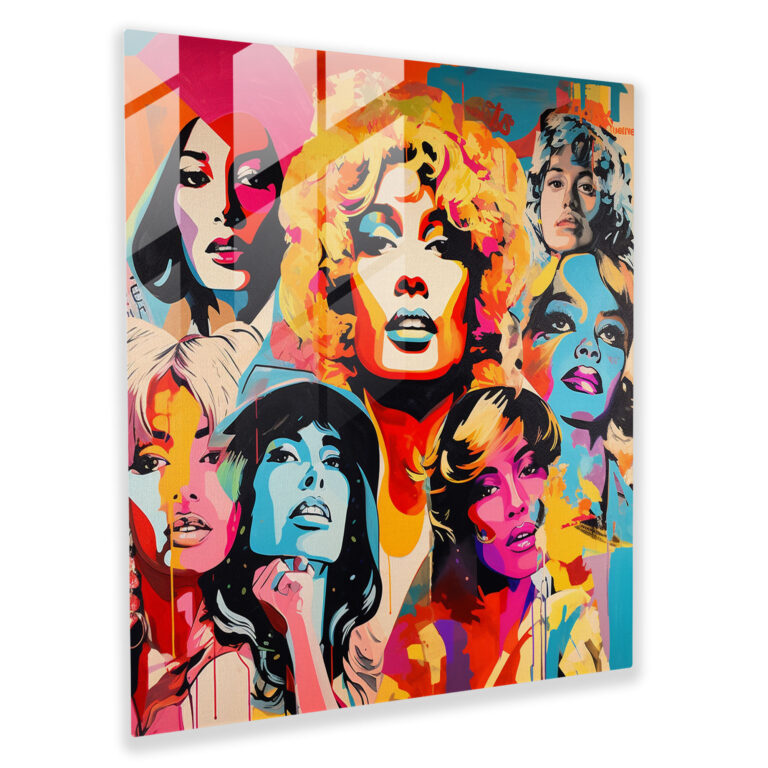 Funky Pop Art Glass Print - Funky, Famous Faces, Glass Print, Glass Wall Art