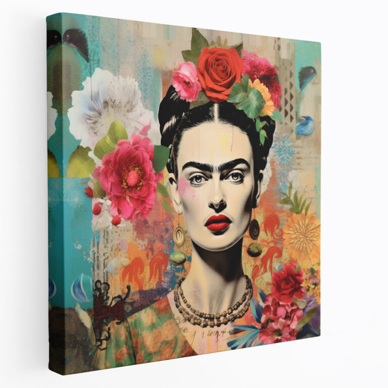 Frida Kahlo Mosaic Canvas Print - Frida Kahlo, Patterned Elements, Collage-Style Mosaic, Wall Decoration