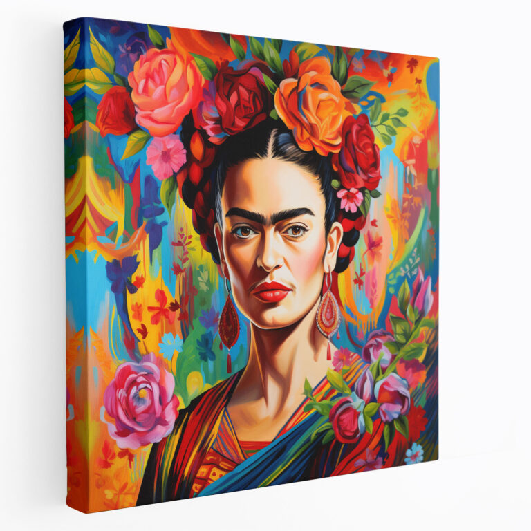 Frida Kahlo Canvas Print - Frida Kahlo, Colorful Background, Canvas, Wall Decoration