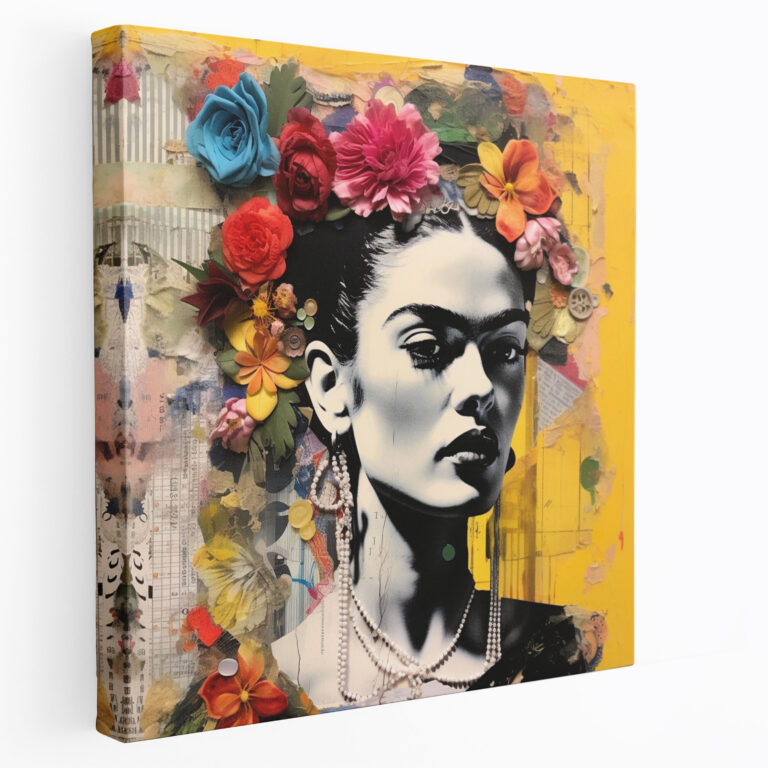 Frida Kahlo Canvas Print - Frida Kahlo, Diverse Materials, Abstract Mixed Media Collage, Wall Decoration
