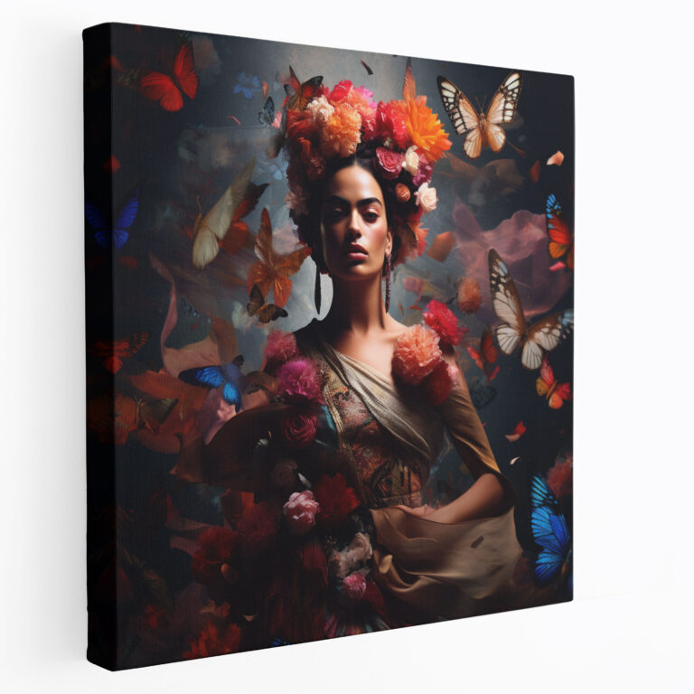 Frida Kahlo Canvas Wall Decoration - Frida Kahlo, Surreal Painting, Wall Art, Flowers