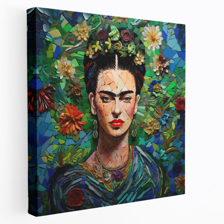 Frida Kahlo Mosaic Canvas Print - Frida Kahlo, Mosaic Artwork, Wall Art, Resilience