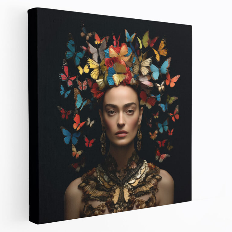 Frida Kahlo Canvas Wall Art - Frida Kahlo, Surrealistic Artwork, Butterflies, Transformation