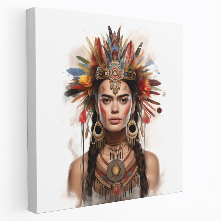 Frida Kahlo Canvas Wall Art - Frida Kahlo, Indigenous Mexican Symbols, Frida Kahlo, Connection To Roots