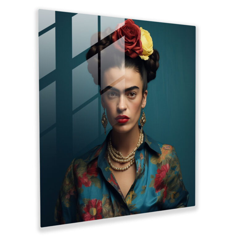 Frida Kahlo Glass Portrait - Frida Kahlo, Resilience, Frida Kahlo, Glass Print