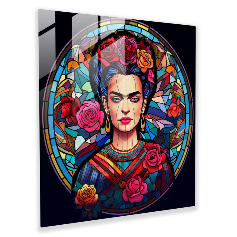 Frida Kahlo Glass Print - Frida Kahlo, Home Decoration, Vibrant Hues, Stained Glass Artwork