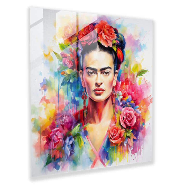 Frida Kahlo Glass Print - Resilient Blossom - Frida Kahlo, Flowers, Wall Decoration, Glass Print